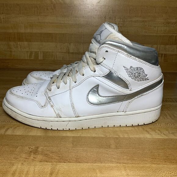 NIKE AIR JORDAN 1 RETRO MID OG PURE MONEY WHITE 12 - Picture 1 of 9